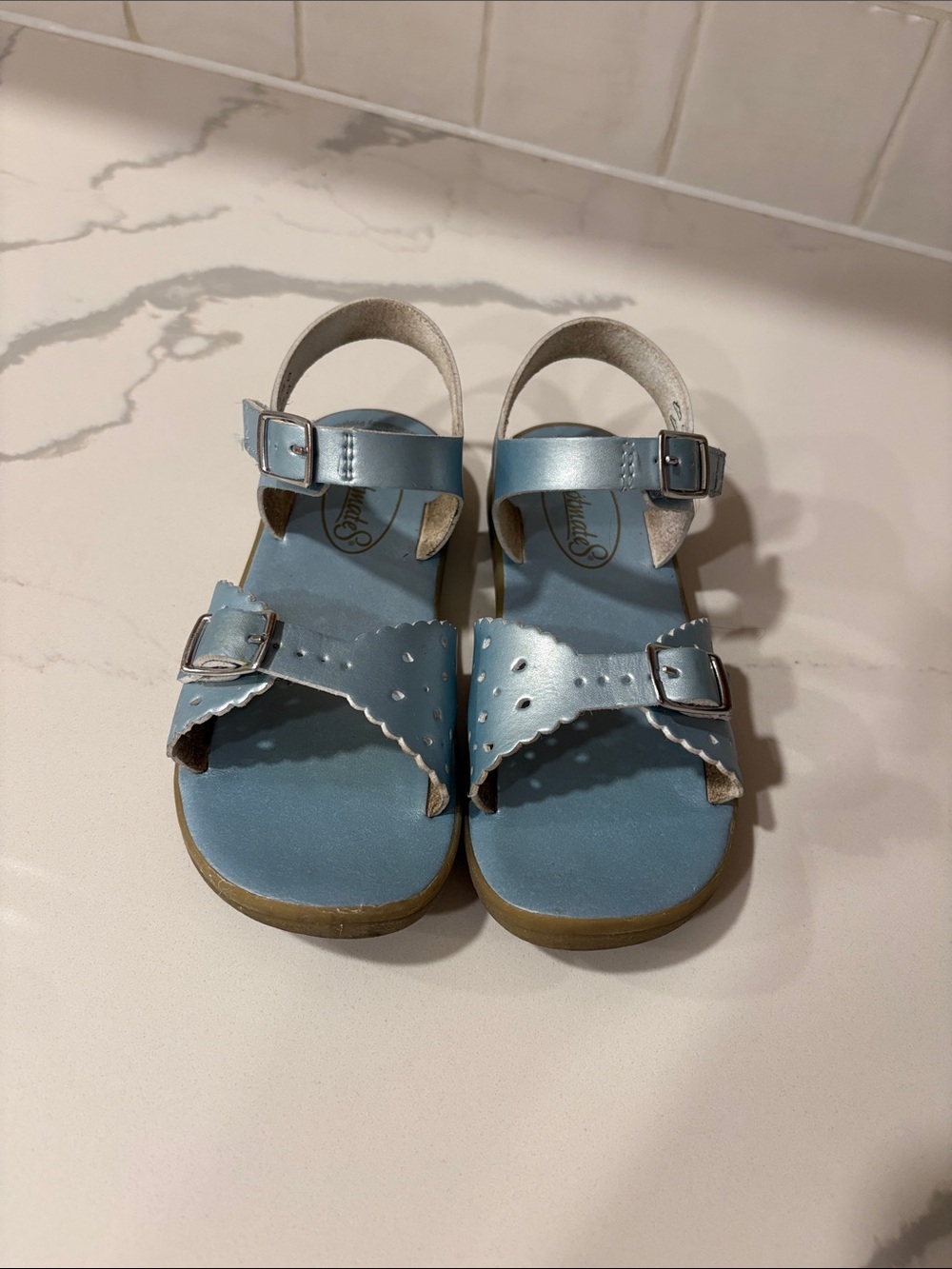 Footmates Eco-Ariel Sandals in Blue Pearl, Size 13 Little Kid